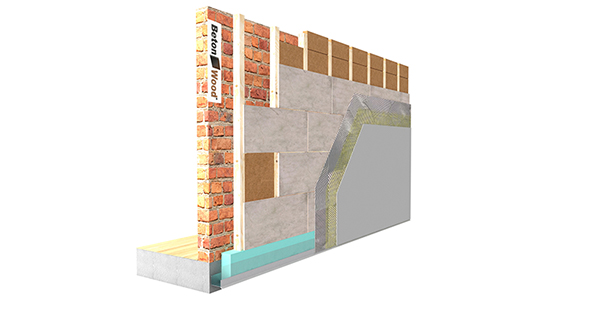 Counter-wall BetonWood and wood fiber on masonry
