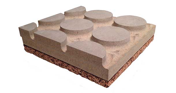 Sistema radiante in cementolegno e sughero biondo BetonRadiant Cork