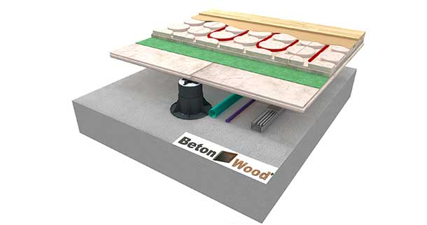 Solaio radiante sopraelevato BetonRadiant su BetonWood TG